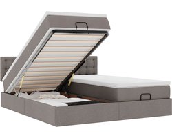 vidaXL - Ottoman - bed - met - matrassen - 180x200cm - stof - taupe