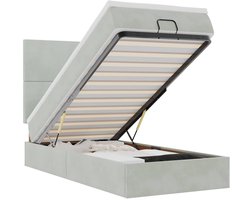 vidaXL - Ottoman - bed - met - matrassen - en - LED's - 100x200cm - fluweel - lichtgrijs