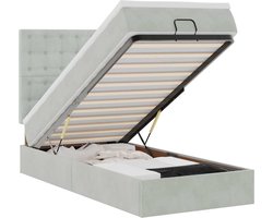 vidaXL - Ottoman - bed - met - matrassen - en - LED's - 100x200cm - fluweel - lichtgrijs