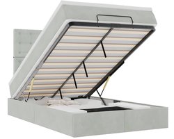 vidaXL - Ottoman - bed - met - matrassen - en - LED's - 120x190cm - fluweel - lichtgrijs