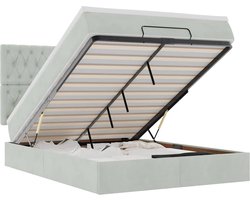 vidaXL - Ottoman - bed - met - matrassen - en - LED's - 140x200cm - fluweel - lichtgrijs