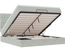 vidaXL - Ottoman - bed - met - matrassen - en - LED's - 160x200cm - fluweel - lichtgrijs
