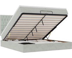 vidaXL - Ottoman - bed - met - matrassen - en - LED's - 200x200cm - fluweel - lichtgrijs