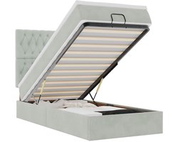vidaXL - Ottoman - bed - met - matrassen - en - LED's - 80x200cm - fluweel - lichtgrijs