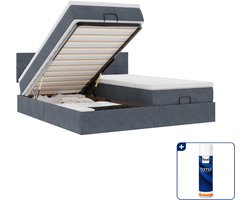 vidaXL ottoman bed - Super kingsize - 200 x 200 cm - fluweel - donkergrijs - Inclusief textielbeschermer 500 ml