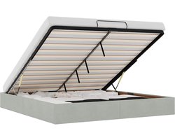 vidaXL - Ottoman - bedframe - zonder - matras - 160x200 - cm - fluweel - lichtgrijs