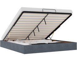 vidaXL - Ottoman - bedframe - zonder - matras - 200x200 - cm - fluweel - donkergrijs