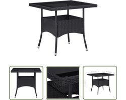 vidaXL Outdoor Dining Set - Tuintafel - Tuintafel poly rattan en glas zwart - Bistroset - Terrastafel - Rattan Tafel