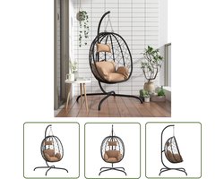 vidaXL Outdoor Furniture - Hangstoel - Hangstoel met kussen poly rattan en staal taupe - Tuinset - Lounge Set - Patioset