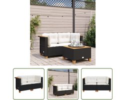 vidaXL Outdoor Furniture - Tuinbank - Tuinhoekbanken met kussens 2 st poly rattan zwart - Lounge Set - Patio Set - Garden Sofa