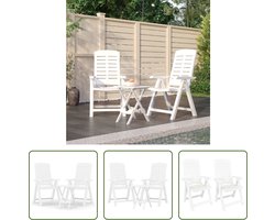 vidaXL Outdoor Furniture - Tuinset - 3-delige Tuinset polypropeen wit - Patio Set - Bistro Set - Balkon Set