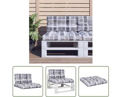 vidaXL Outdoor Kussens - Palletkussens - Palletkussens 2 st ruitpatroon stof grijs - Tuinkussens - Balkon Kussens - Zitcussen