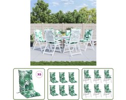 vidaXL Outdoor Kussens - Tuinstoel Kussentjes - Stoelkussens 6 st hoge rug bladpatroon oxford stof - Stoelkussens Hoge Rug - Lounge Kussens - Balkon Kussens