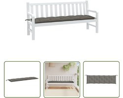 vidaXL Outdoor Kussent - Tuinbankkussent - Tuinbankkussen 180x50x7 cm stof gemêleerd donkergrijs - Balkon Kussent - Lounge Kussent - Grijs Kussen