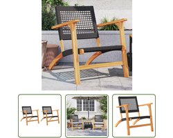 vidaXL Outdoor Meubelen - Tuinstoelen - Tuinnstoelen 2 st poly rattan en acaciahout zwart - Tuinset - Lounge Stoel - Terrasstoel