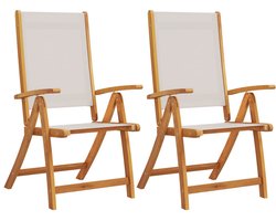 vidaXL Outdoor Meubelen - Tuinstoelen - Tuinstoelen inklapbaar 2 st massief acaciahout en textileen - Acacia Hout - Lounge Stoel - Klapstoel