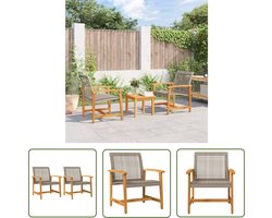vidaXL Outdoor Meubilair - Tuinstoelen - Tuinstoelen 2 st poly rattan en acaciahout grijs - Lounge Stoel - Patio Stoel - Tuinset
