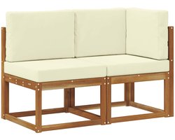 vidaXL - Outdoor - Midden- - en - Hoekbank - 2 - Stuk - Natuurlijk - en - Crème