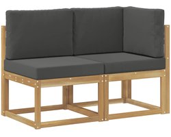 vidaXL - Outdoor - Midden- - en - Hoekbank - 2 - Stuk - Wit - Massief - Acacia - Hout