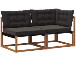 vidaXL - Outdoor - Midden- - en - Hoekbank - met - kussen - 7 - Stuk - Naturel