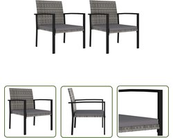 vidaXL Outdoor Seating - Tuinstoelen - Tuinstoelen 2 st poly rattan grijs - Lounge Stoelen - Patio Furniture - Balkonmeubilair