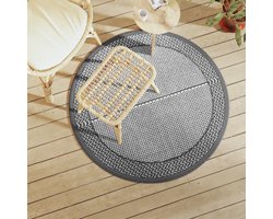 vidaXL Outdoor Tapijt - Tuintapijt - Buitenkleed ARAKIL Ø120 cm PP grijs - Patio Dekentje - Terras Kleed - Polypropylene Tapijt