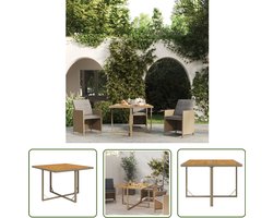 vidaXL Outdoortafel - Tuintafel - Tuintafel 109x107x74 cm poly rattan en massief acaciahout beige - Patiotafel - Eetkamerset - Garden Furniture