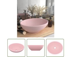 vidaXL Oval - Wastafel - Wastafel ovaal 40x33 cm keramiek matroze - Roze - Keramiek - Badkamermeubel