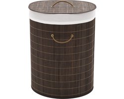 vidaXL Ovale Bamboe Wasmand - Donkerbruin Bamboewasmand - Ovalewasmand - Wasmand - Kledingopbergruimte - Wasbak
