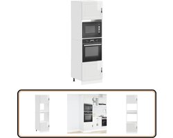 vidaXL Ovenkasten Porto - Glanzend Wit - 2 stuks Ovenkast - Keukenapparatuur - Houten Kast - Opslagruimte - Keuken Design