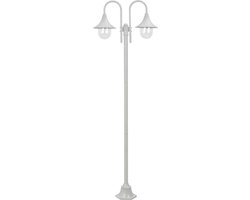 vidaXL Paalverlichting tuin E27 220 cm aluminium wit 2-delig