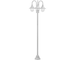 vidaXL Paalverlichting tuin E27 220 cm aluminium wit 3-delig