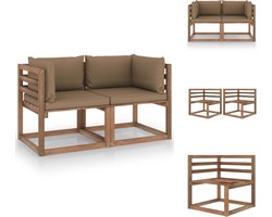 vidaXL Pallet Bank - Pallet Banken - Palletbank - Palletbanken - Tuinbank 2-zits pallet met taupe kussens grenenhout