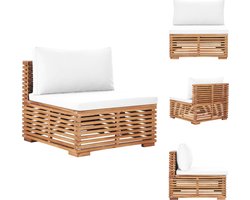 vidaXL Pallet Bank - Pallet Banken - Palletbank - Palletbanken - Tuinmiddenbank met crèmekleurige kussens massief teakhout