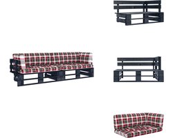 vidaXL Pallet Bank - Pallet Banken - Palletbank - Palletbanken - Tweezitsbank pallet met kussens zwart geïmpregneerd grenenhout