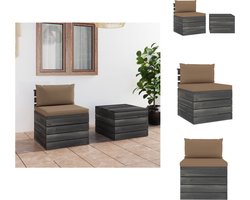 vidaXL Pallet Loungeset - Grenenhout - Taupe Kussens - Modulair - 60x65x71.5cm - 60x60x41.5cm - 60x60x6cm - 60x38x13cm - Tuinset