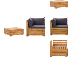 vidaXL Pallet Loungeset - Pallet Loungesets - Pallet Loungebank - Loungeset - 2-delige Loungeset met kussens massief acaciahout