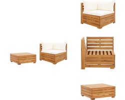 vidaXL Pallet Loungeset - Pallet Loungesets - Pallet Loungebank - Loungeset - 2-delige Loungeset met kussens massief acaciahout