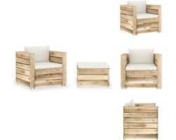 vidaXL Pallet Loungeset - Pallet Loungesets - Tuinset - Tuinsets - 2-delige Loungeset met kussens groen geïmpregneerd hout
