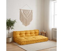 vidaXL - Pallet - Sofa - Kussen - 2 - pcs - Geel - 120 - x - 80 - x - 38 - cm - Stof