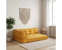 vidaXL - Pallet - Sofa - Kussen - 3 - pcs - Geel - 120 - x - 80 - x - 38 - cm - Stof