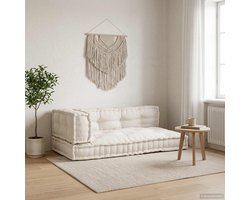 vidaXL - Pallet - Sofa - Kussen - 3 - st - Stof - Crèmekleurig - 120 - x - 80 - x - 34 - cm