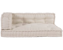 vidaXL - Pallet - Sofa - Kussen - met - Arm- - en - Rugsteun - Crème - Stof