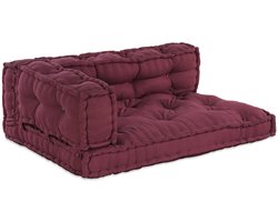 vidaXL - Pallet - Sofa - Kussen - met - Armleuningen - en - Rugsteun - - - Rode - Stof