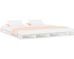 vidaXL - Palletbed - massief - grenenhout - wit - 180x200 - cm - 6FT - Super - King