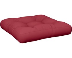 vidaXL - Palletkussen - 50x50x12 - cm - stof - wijnrood
