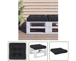 vidaXL Palletkussen 50x50x12 cm - Zwart Ruitpatroon Palletkussentjes - Outdoor Meubilering - Tuinkussens - Balkondecoratie - Lounge Set Accessoires