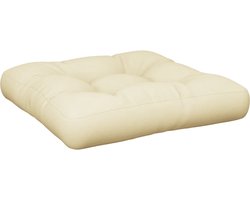 vidaXL - Palletkussen - 60x61,5x10 - cm - stof - crèmekleurig