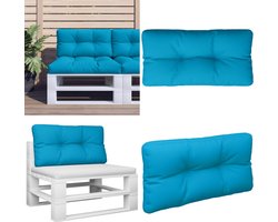 vidaXL Palletkussen 80x40x12 cm stof lichtblauw - Palletkussen - Palletkussens - Palletbankkussen - Bankkussen