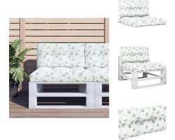 vidaXL Palletkussen - Palletkussens - Palletbankkussen - Bankkussen - Palletkussens 2 st stof bladpatroon